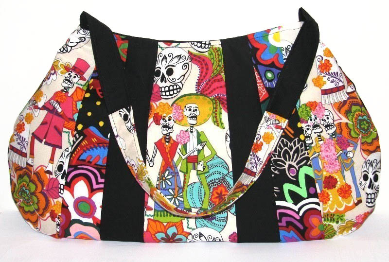 Los Novios Skeletons Mexican Style Large Hobo Punk Goth Pyschobilly Bag