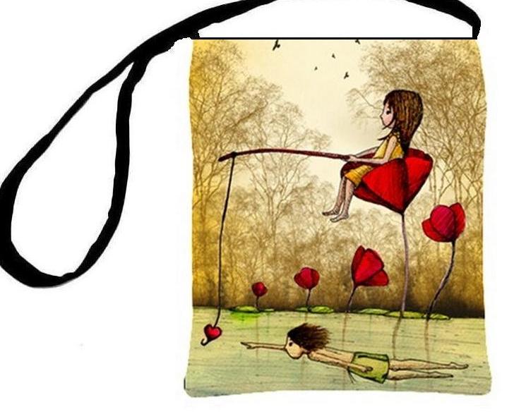 Cross Body Essentials Handbag Waiting For True Love Red Poppies Whimsical Purse, Lavennz Ooi Sin Yee Artwork