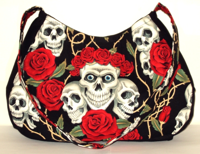 Rose Tattoo Skulls And Red Roses Goth Punk Skeleton Thorns Rockabilly Handbag