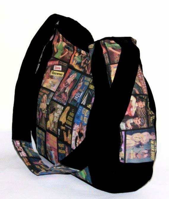 Pulp Fiction Book Covers Pinup Sexy Women Collage Rockabilly Handbag on