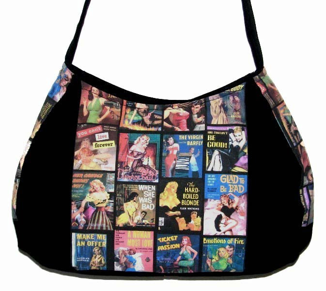 Pulp Fiction Book Covers Pinup Sexy Women Collage Rockabilly Handbag on